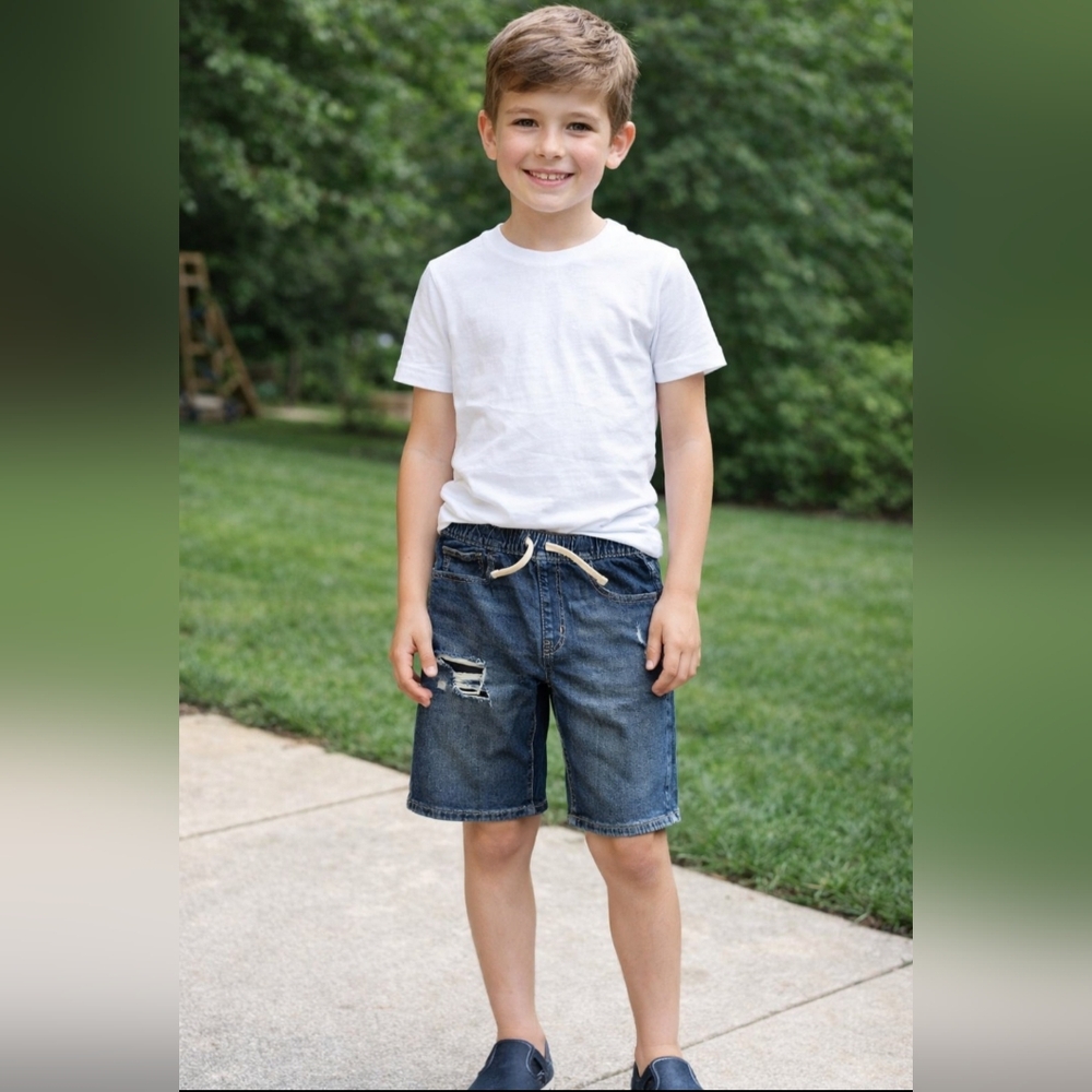 Old Navy Boys XL Sz 14/16 Slim Built In Flex Jean Shorts Elastic Pull On NWT
